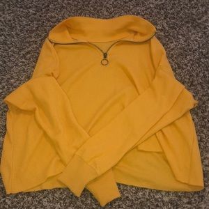 yellow cropped sweater w/ zipper